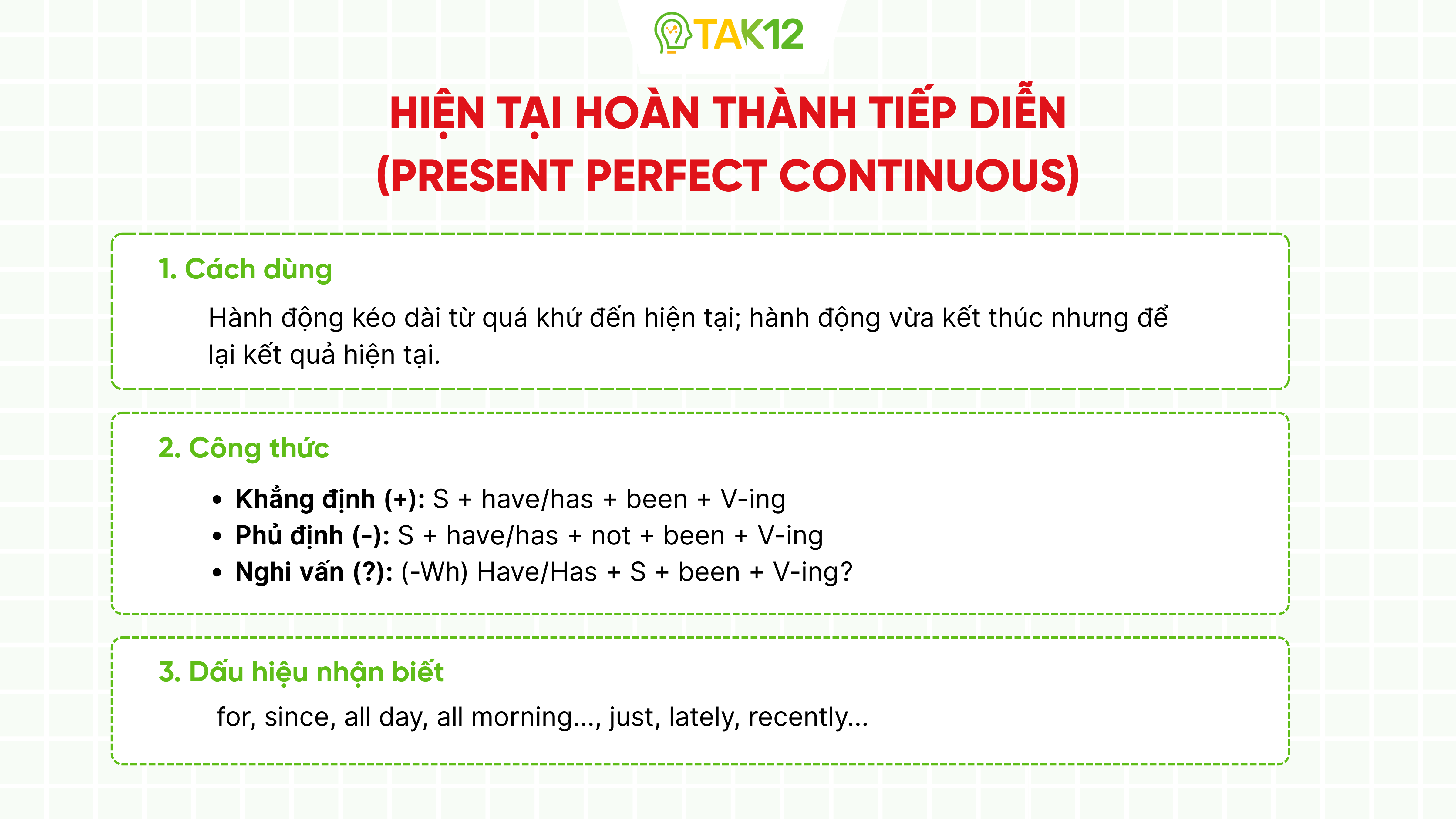 Thì hiện tại hoàn thành tiếp diễn - Present Perfect Continuous Tense